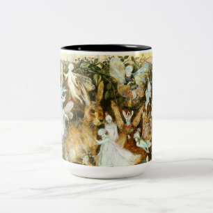 Fairies and Rabbit Two-Tone Coffee Mug