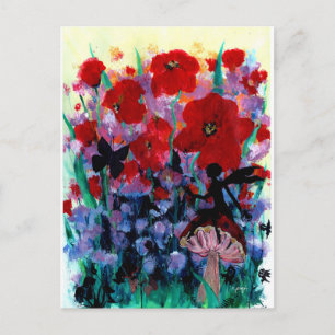 Fairies at the bottom of the garden postcard