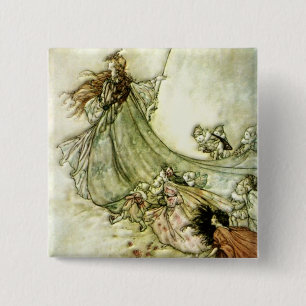 Fairies Away - Arthur Rackham 15 Cm Square Badge