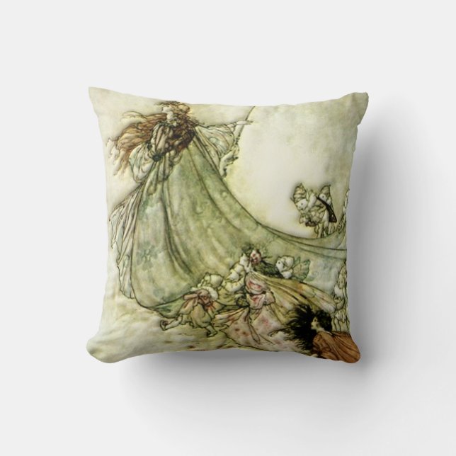 Fairies Away - Arthur Rackham Cushion (Front)
