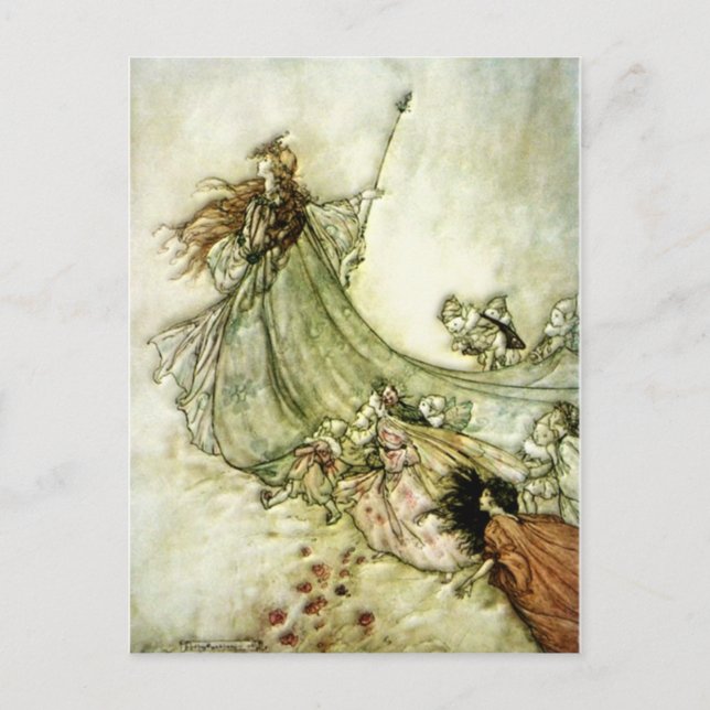 Fairies Away - Arthur Rackham Postcard (Front)