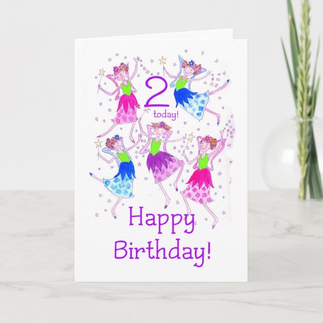 'Fairies' Birthday Card for a 2 year old (Front)