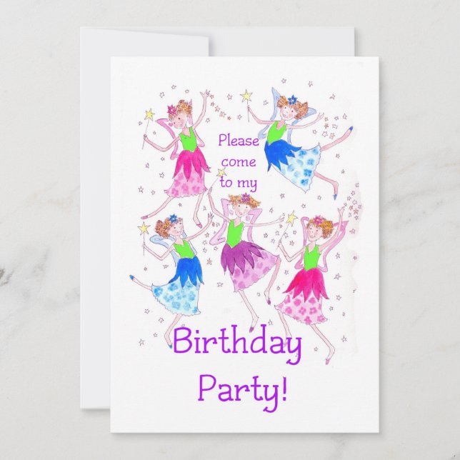 'Fairies' Birthday Party Invitation (Front)