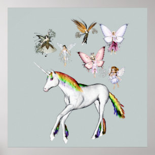 Fairies Color the Unicorn Poster