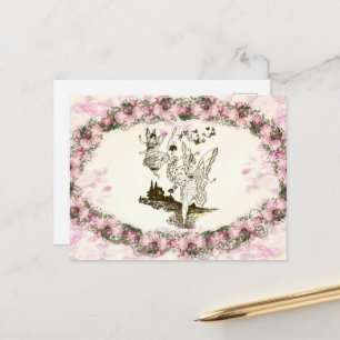 Fairies Dancing Vintage Flowers Postcard