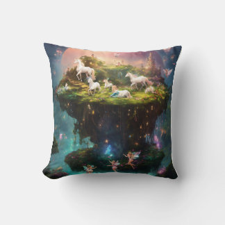 Fairies evolve on a floating island with unicorns cushion