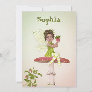 Fairies Girls Age  Dark Hair Green Cute Birthday   Invitation