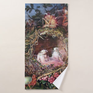 Fairies in a Birds Nest, John Anster Fitzgerald Bath Towel