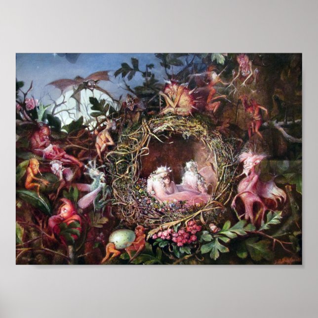 Fairies in a Birds Nest, John Anster Fitzgerald Poster (Front)