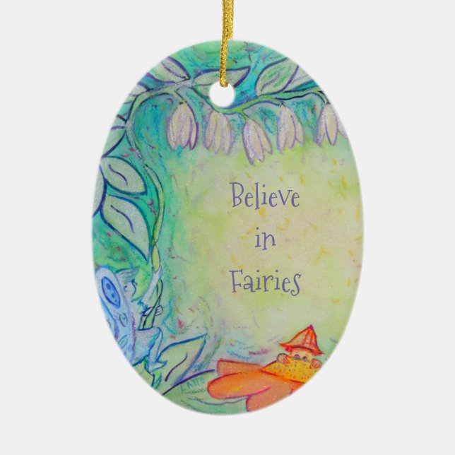 Fairies in the Garden Custom Oval Ornament (Front)