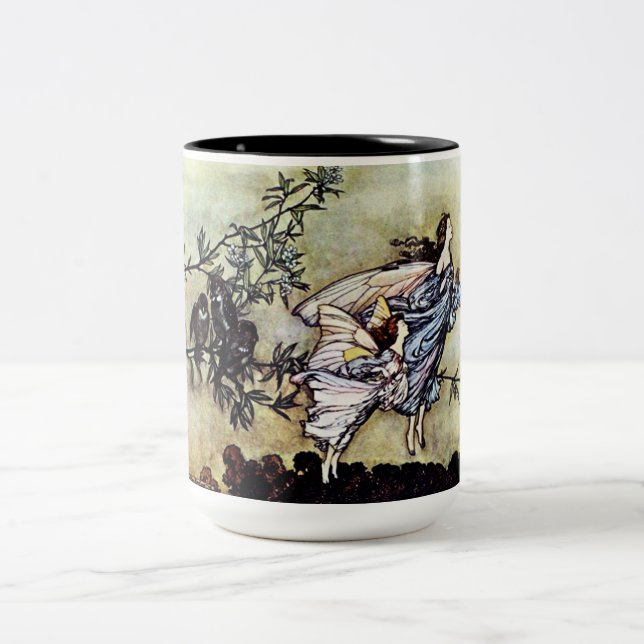 Fairies in the Garden Two-Tone Coffee Mug (Center)