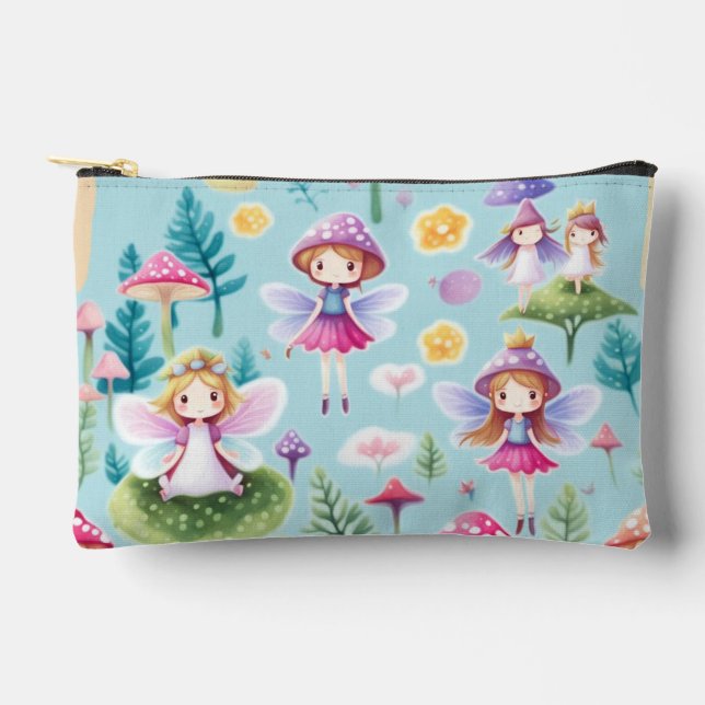 Fairies ,leaves and mushrooms land  accessory pouch (Front)
