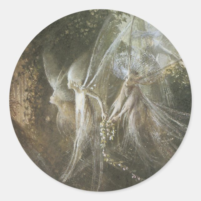 Fairies Looking Through A Gothic Arch,1864 Classic Round Sticker (Front)