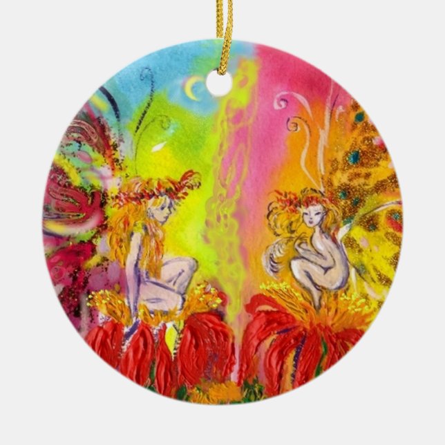 FAIRIES OF DAWN CERAMIC TREE DECORATION (Front)