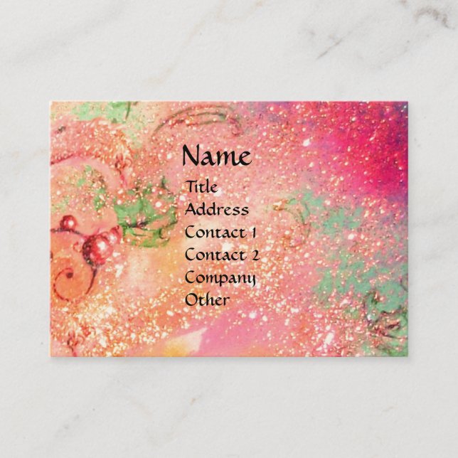 FAIRIES OF DAWN / MAGIC SPARKLES IN PINK GOLD TEAL BUSINESS CARD (Front)
