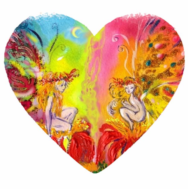 FAIRIES OF DAWN  yellow pink red blue Standing Photo Sculpture (Front)