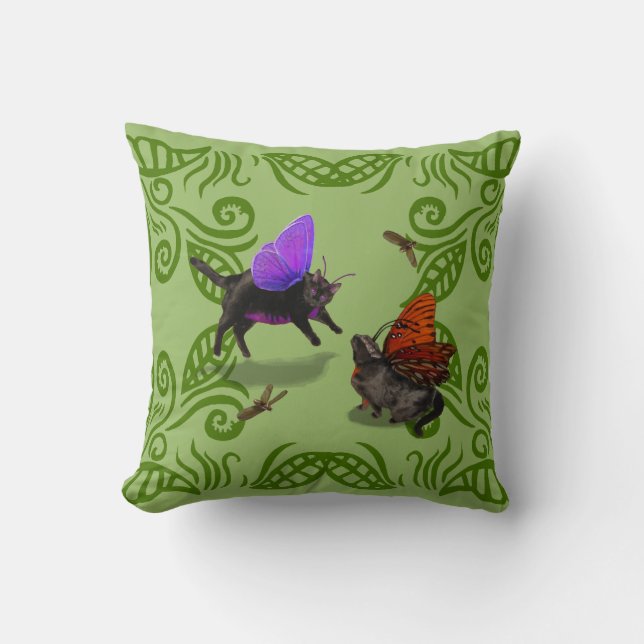 Fairies on front fairy on back green leaf pillow (Front)