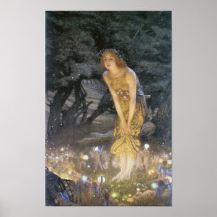 Fairies on Midsummer Eve by Edward R. Hughes Poster