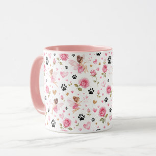 Fairies Pawprints & Roses   Dog Mum & Cat Mum Gift Mug