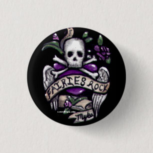 "Fairies Rock" Gothic Skull 1.5 inch button