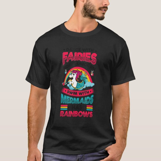 Fairies Unicorns Mermaids Raindbows   Love Fairyta T-Shirt (Front)