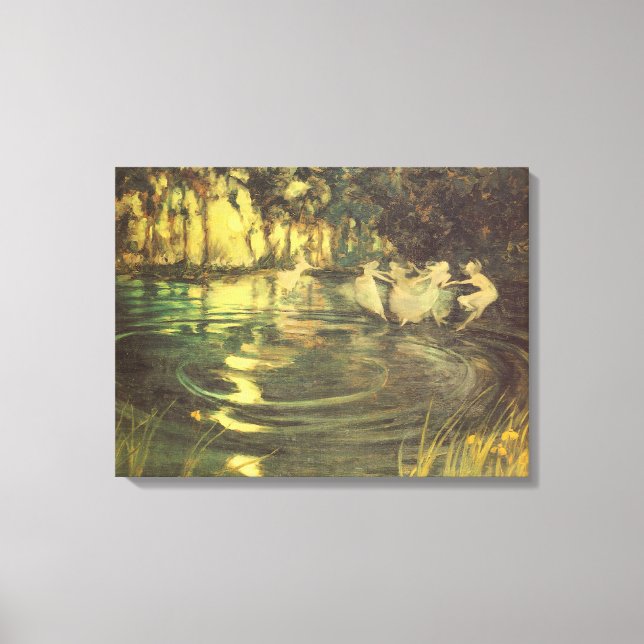 Fairies Whirl by Arthur Black, Vintage Fairy Dance Canvas Print (Front)