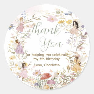 Fairies Wildflower Meadow Flowers Birthday Classic Round Sticker