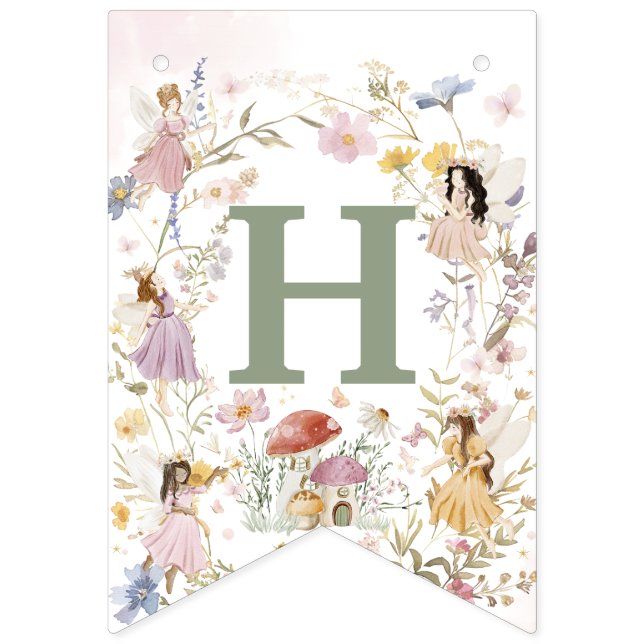 Fairies Wildflower Meadow Flowers Birthday Garland (First Flag)