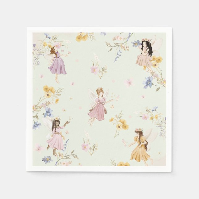 Fairies Wildflower Meadow Flowers Birthday Napkin (Front)