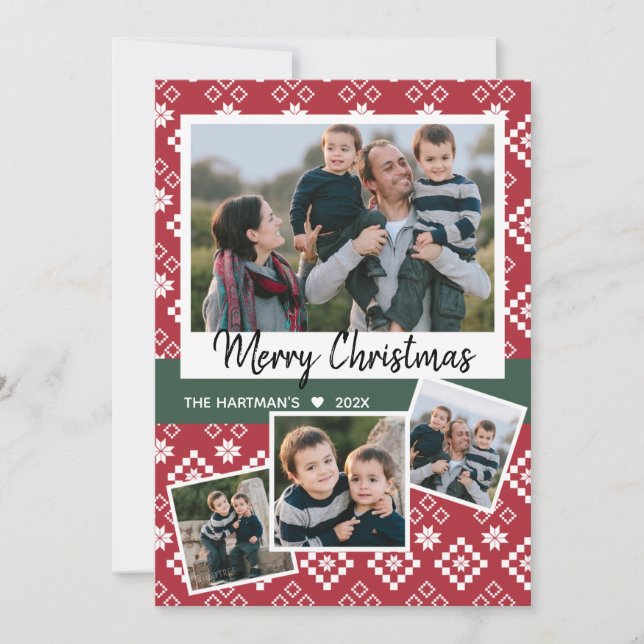 Fairisle Nordic Christmas Collage Holiday Card (Front)
