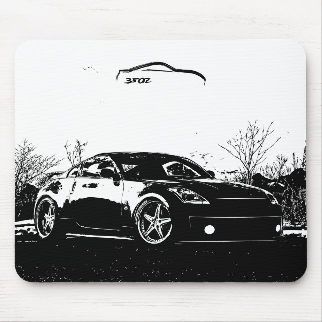 Fairlady 350Z with Black Brush Stroke Mouse Mat (Front)