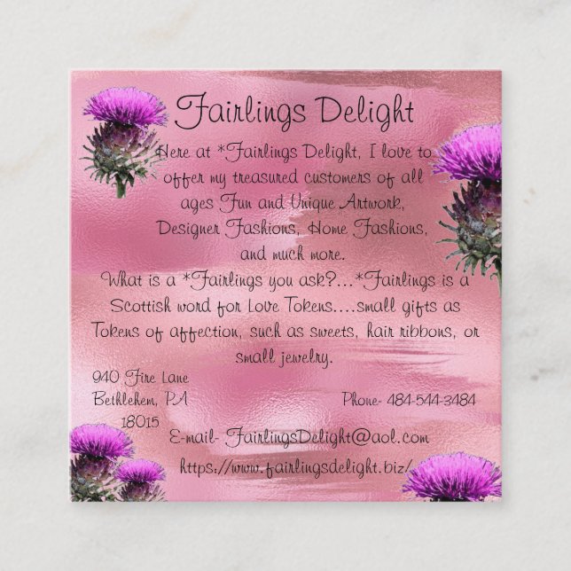 Fairlings Delight's  Business Card 53086 (Front)