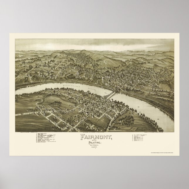Fairmont, WV Panoramic Map - 1897 Poster (Front)