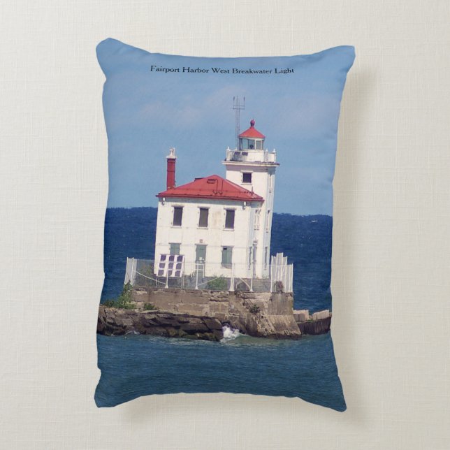 Fairport Harbour West breakwater Light Decorative Cushion (Back(Vertical))