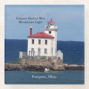 Fairport Harbour West Breakwater Light Glass Coaster