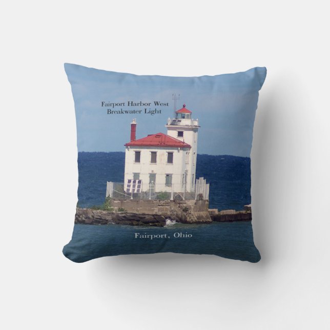 Fairport Harbour West Breakwater Light pillow (Front)