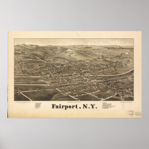 Fairport New York 1885 Antique Panoramic Map Poster