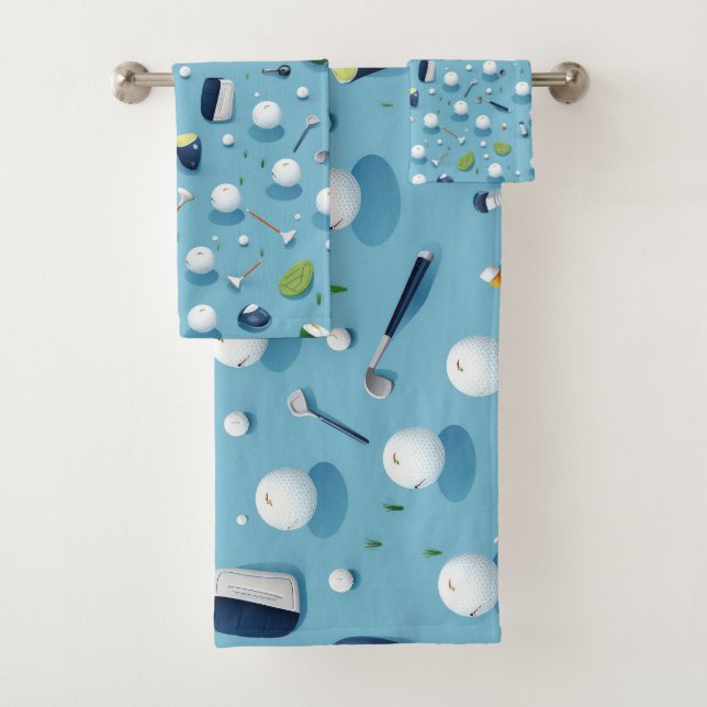 Fairway Finesse: Golf Essentials Pattern Play Bath Towel Set (Insitu)