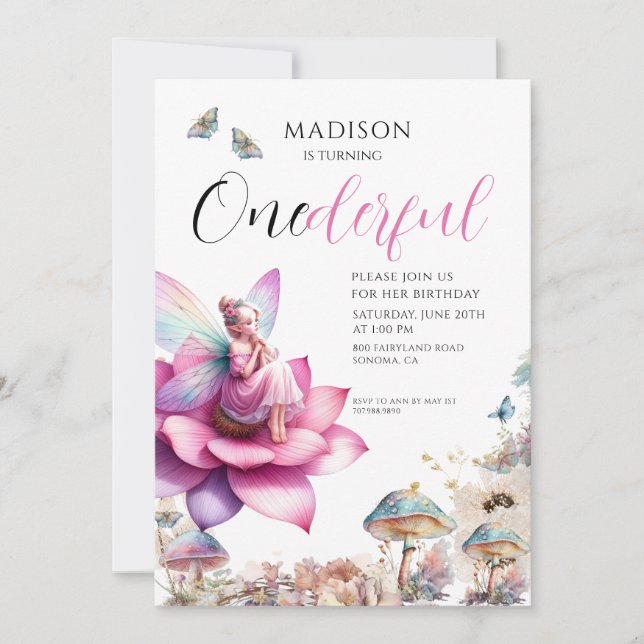 Fairy 1st Birthday Enchanted Forest Invitation (Front)