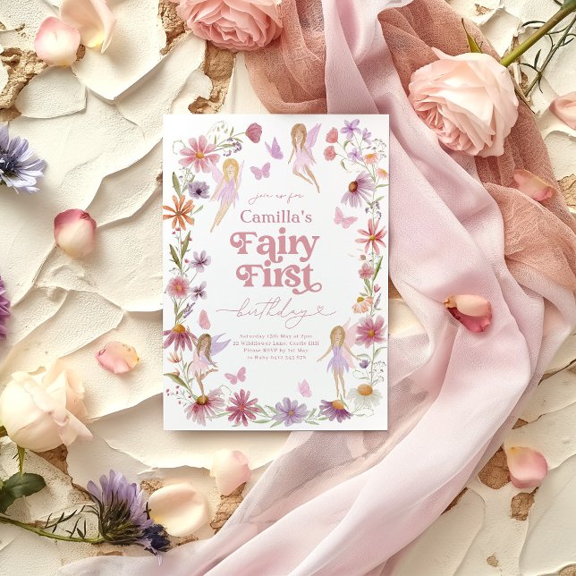 Fairy 1st Birthday Invitation Fairy First Girls (Fairy First Birthday | Fairy Themed 1st Birthday Invitation)