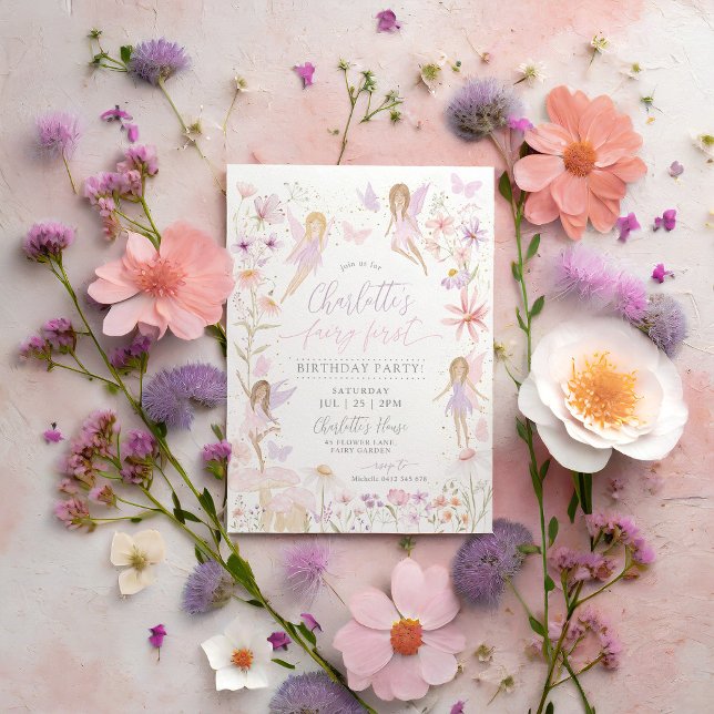 Fairy 1st Birthday Invitation Fairy First Party (Fairy First Birthday Invitation | Fairy Themed 1st Birthday Party)