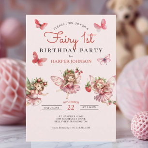 Fairy 1st Birthday Party Invitation