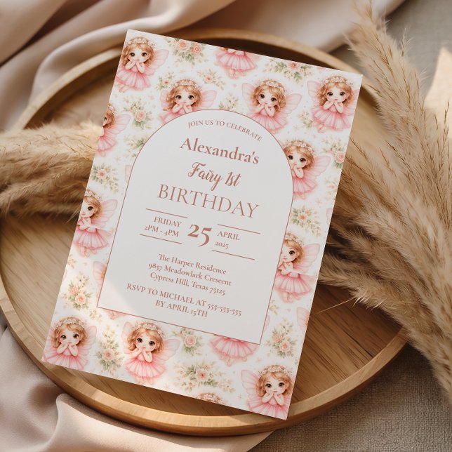 Fairy 1st Birthday Pink Garden Invitation (Creator Uploaded)