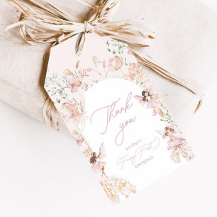 Fairy 1st Pink Floral Girls Birthday Gift Tags
