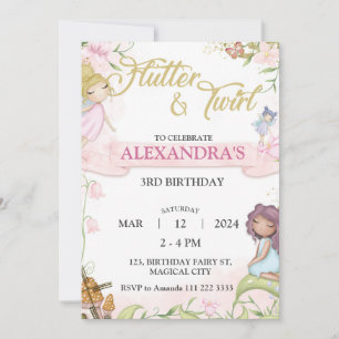 Fairy 3rd 4th 5th 6th 7th 8th Birthday Mushroom Invitation