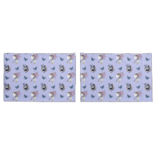 Fairy and Butterflies Pattern on Periwinkle Pillowcase