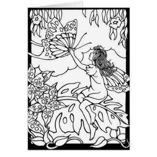 Fairy and Butterfly, colouring card