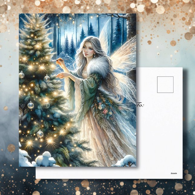  Fairy and Christmas Tree In the Enchanted Forest Holiday Postcard (Creator Uploaded)