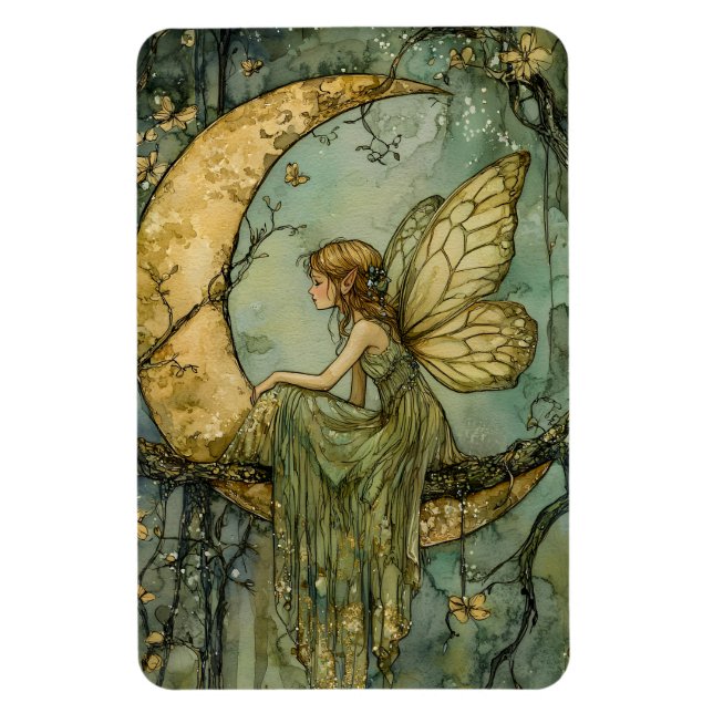 Fairy And Crescent Moon Magnet (Vertical)
