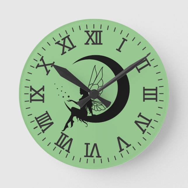 Fairy and Crescent Moon wall clock (Front)